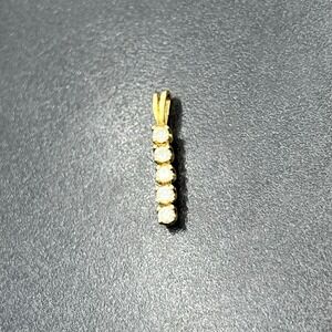Yellow Gold Diamond Bling Five Stone .50 CTTW 0.76g 20mm Vertical Drop Pendant